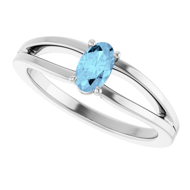 Oval Aquamarine Youth Ring in White Gold
