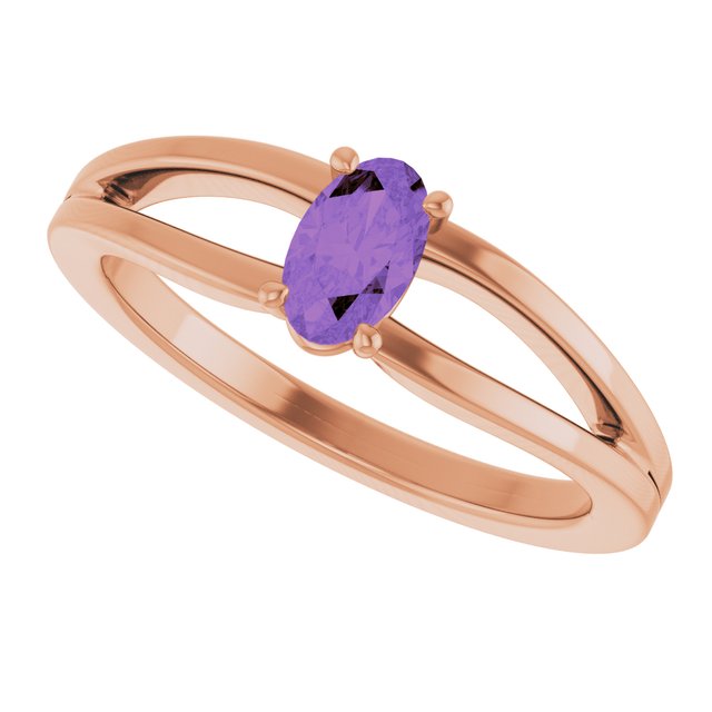 Oval Amethyst Youth Ring in Rose Gold