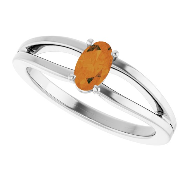 Oval Citrine Youth Ring in White Gold