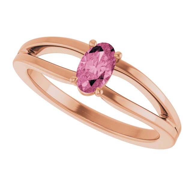 Oval Pink Tourmaline Youth Ring in Rose Gold