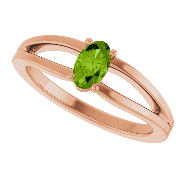 Oval Peridot Youth Ring in Rose Gold
