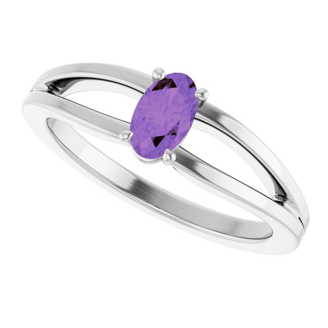 Oval Amethyst Youth Ring in White Gold