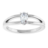 Oval White Sapphire Youth Ring in Platinum