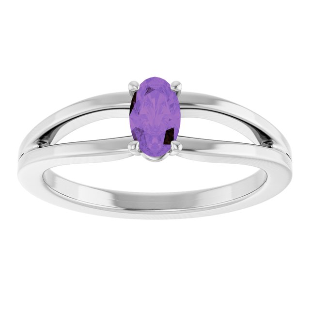 Oval Amethyst Youth Ring in Platinum