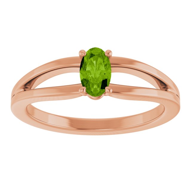 Oval Peridot Youth Ring in Rose Gold