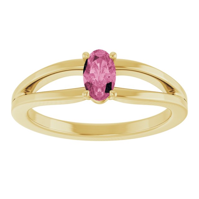 Oval Pink Tourmaline Youth Ring in Yellow Gold