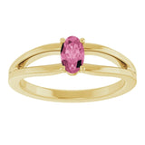 Oval Pink Tourmaline Youth Ring in Yellow Gold