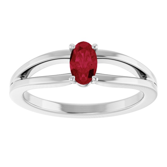 Oval Ruby Youth Ring in Platinum