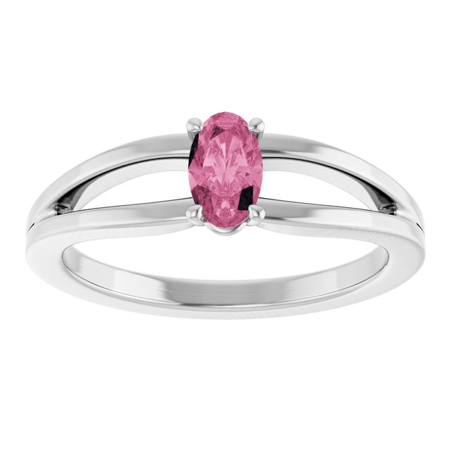 Oval Pink Tourmaline Youth Ring in Platinum
