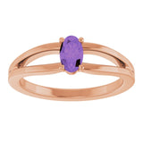 Oval Amethyst Youth Ring in Rose Gold