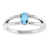 Oval Aquamarine Youth Ring in Platinum