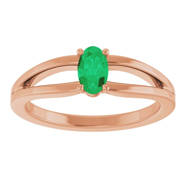 Oval Lab-Grown Emerald Youth Ring in Rose Gold
