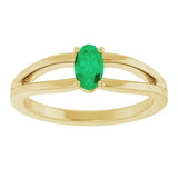 Oval Lab-Grown Emerald Youth Ring in Yellow Gold