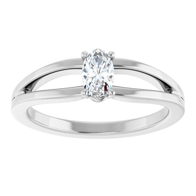 Oval White Sapphire Youth Ring in White Gold