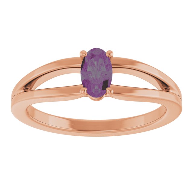Oval Lab-Grown Alexandrite Youth Ring in Rose Gold