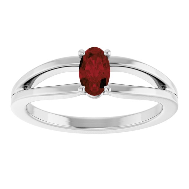 Oval Mozambique Garnet Youth Ring in Platinum
