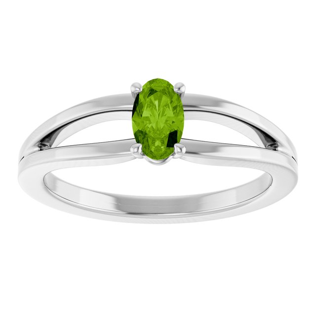 Oval Peridot Youth Ring in Platinum