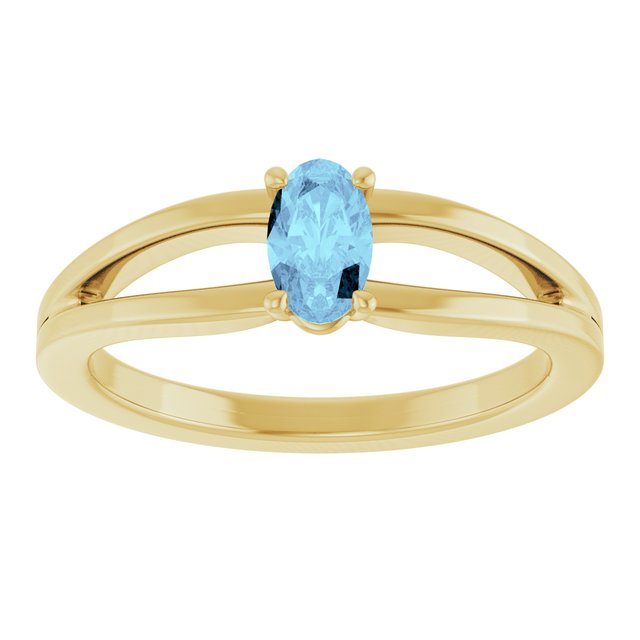Oval Aquamarine Youth Ring in Yellow Gold