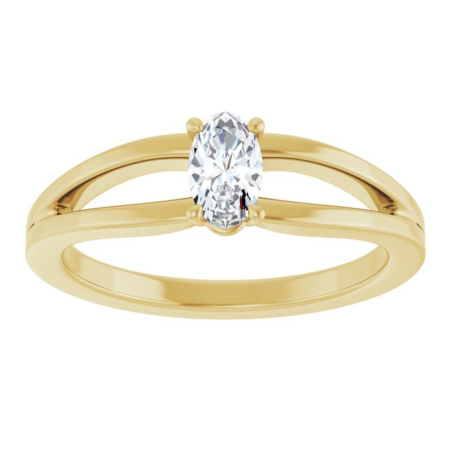 Oval White Sapphire Youth Ring in Yellow Gold