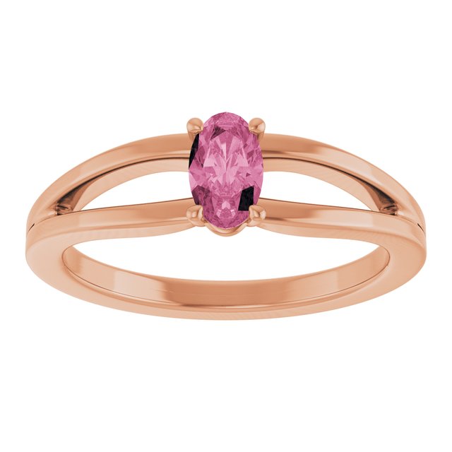 Oval Pink Tourmaline Youth Ring in Rose Gold