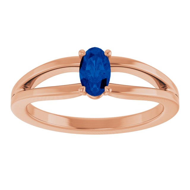 Oval Blue Sapphire Youth Ring in Rose Gold