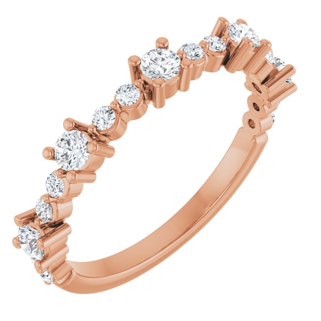 Round White Sapphire & Diamond Stackable Ring in Rose Gold