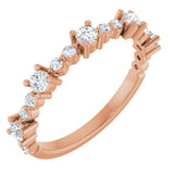 Round White Sapphire & Diamond Stackable Ring in Rose Gold