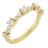 Round White Sapphire & Diamond Stackable Ring in Yellow Gold