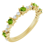 Round Peridot Stackable Ring with Diamond Accents in Yellow Gold