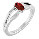 Oval Mozambique Garnet Youth Ring in White Gold