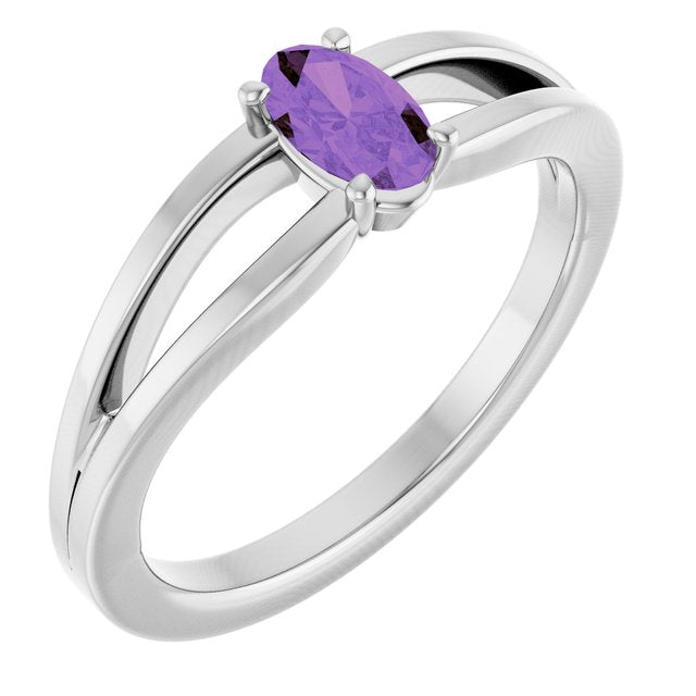 Oval Amethyst Youth Ring in Platinum