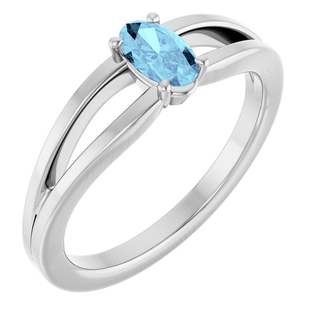 Oval Aquamarine Youth Ring in White Gold