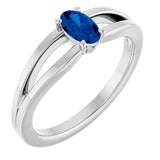 Oval Blue Sapphire Youth Ring in White Gold