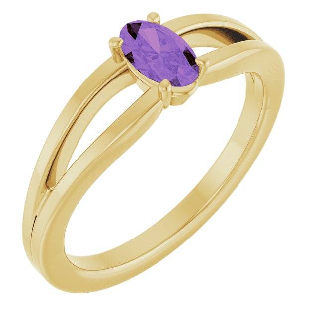 Oval Amethyst Youth Ring in Yellow Gold