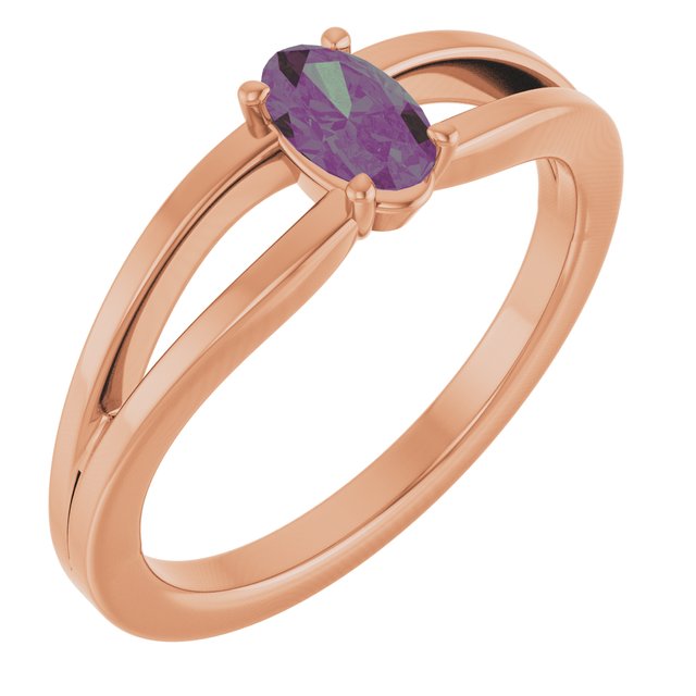 Oval Lab-Grown Alexandrite Youth Ring in Rose Gold
