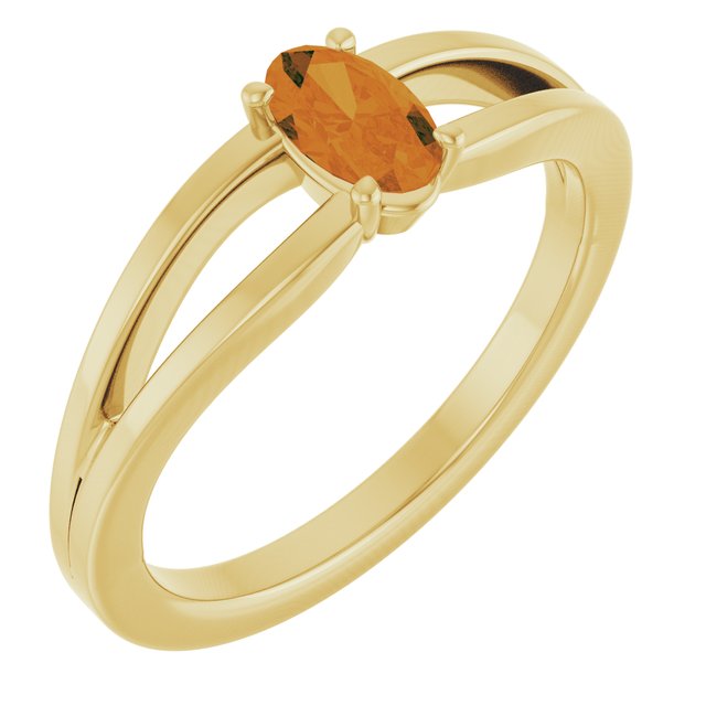 Oval Citrine Youth Ring in Yellow Gold
