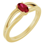 Oval Lab-Grown Ruby Youth Ring in Yellow Gold