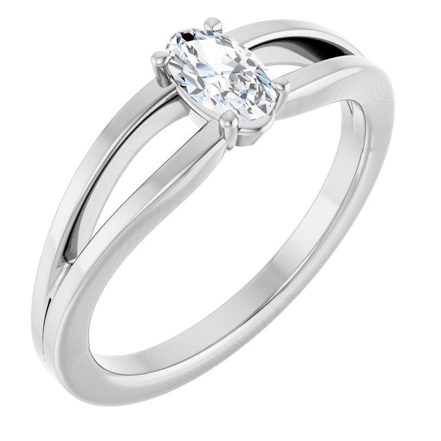 Oval White Sapphire Youth Ring in White Gold