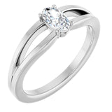 Oval White Sapphire Youth Ring in White Gold