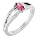 Oval Pink Tourmaline Youth Ring in Platinum