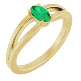 Oval Lab-Grown Emerald Youth Ring in Yellow Gold