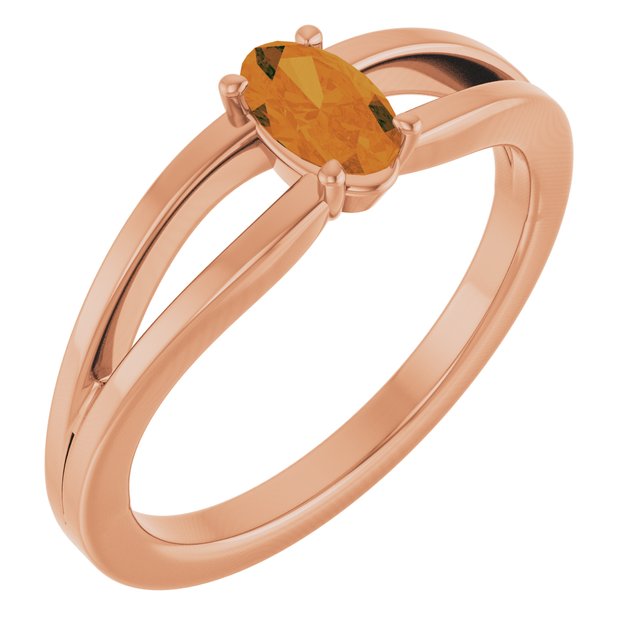 Oval Citrine Youth Ring in Rose Gold