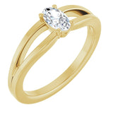 Oval White Sapphire Youth Ring in Yellow Gold