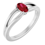 Oval Lab-Grown Ruby Youth Ring in White Gold