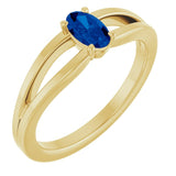 Oval Lab-Grown Blue Sapphire Youth Ring in Yellow Gold