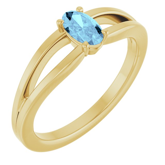 Oval Aquamarine Youth Ring in Yellow Gold
