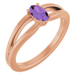 Oval Amethyst Youth Ring in Rose Gold