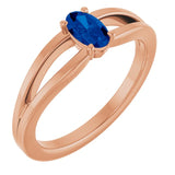 Oval Lab-Grown Blue Sapphire Youth Ring in Rose Gold