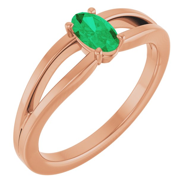 Oval Emerald Youth Ring in Rose Gold