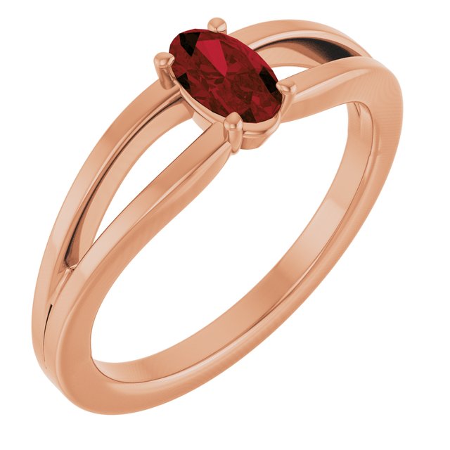Oval Mozambique Garnet Youth Ring in Rose Gold
